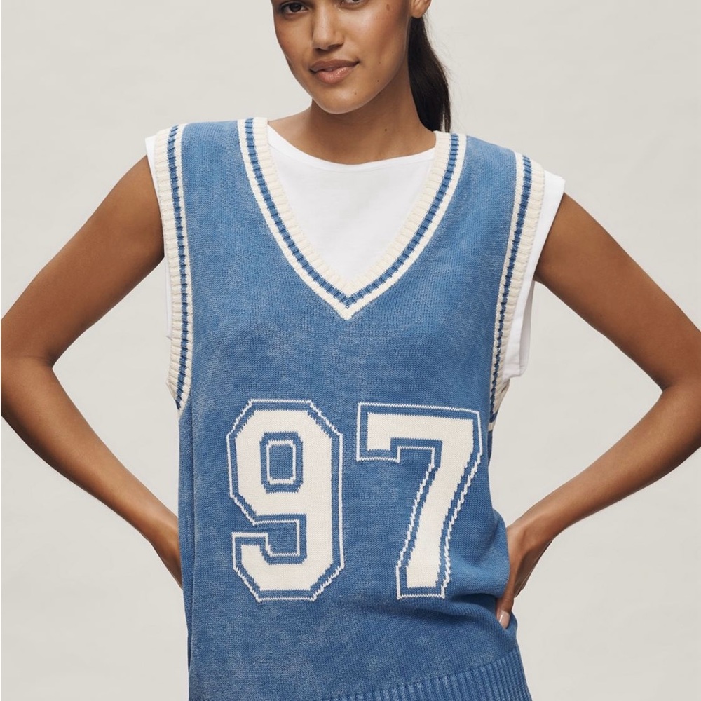 ANTHROPOLOGIE-PILCRO sporty sleeveless twofer sweater.